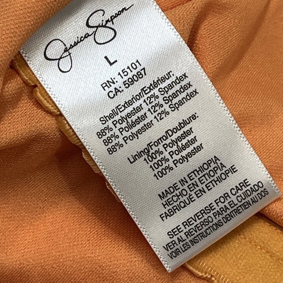 Jessica Simpson Swimsuit Orange Ribbed Belted One Piece Size L Retro Vacation - Picture 6 of 7